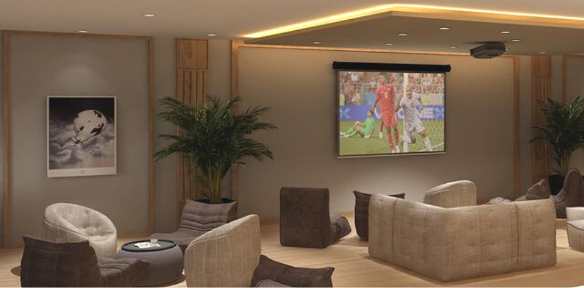 home theatre set up with Ambient lounge designer sets